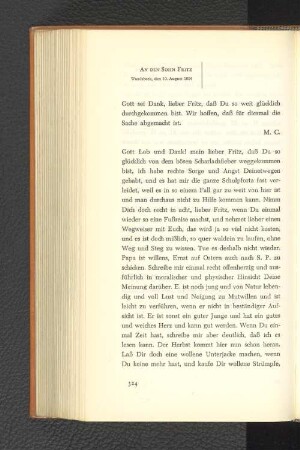An den Sohn Fritz Wandsbeck, den 10. August 1804