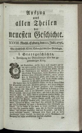 XXVIII. Nachl. Coburg, den 10. Julii, 1756.