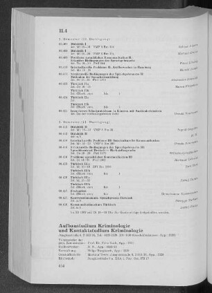 Aufbaustudium Kriminologie und Kontaktstudium Kriminologie