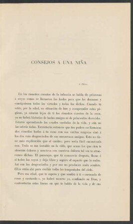 Consejos á una niña