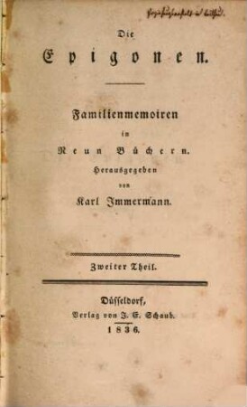 Die Epigonen : Familienmemoiren in 9 Büchern, 2