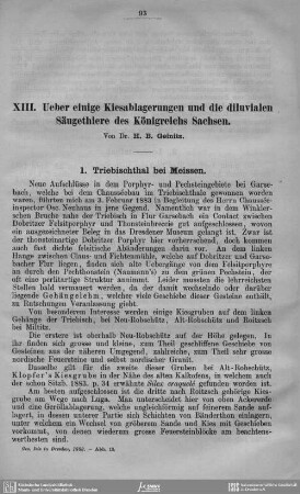 Ueber einige Kiesablagerungen und die diluvialen Säugethiere des Königreichs Sachsen