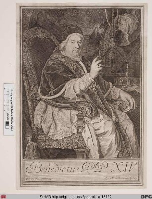 Bildnis Papst Benedikt XIV. (Prospero Lambertini) (reg. 17. 8. 1740 - 3. 5. 1758)