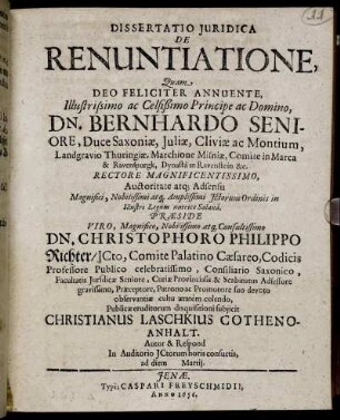 Dissertatio Iuridica De Renuntiatione
