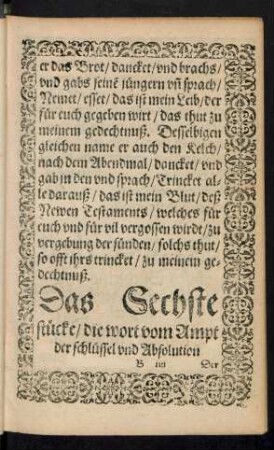 Das Sechste stücke/ die wort vom Ampt der schlüssel und Absolution