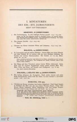 I. Miniaturen des XIII. - XVI. Jahrhunderts (Nr. 1-39)