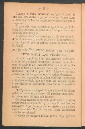 Astucia del cura para dar sepultura á sus dos víctimas