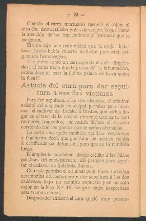 Astucia del cura para dar sepultura á sus dos víctimas
