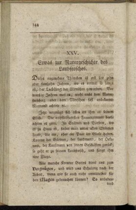 XXV. Etwas zur Naturgeschichte des Laubfrosches.