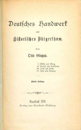 Deutsches Handwerk und Historisches Bürgerthum