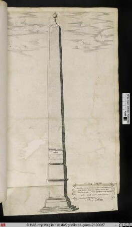 Der vatikanische Obelisk, mit Maßen.