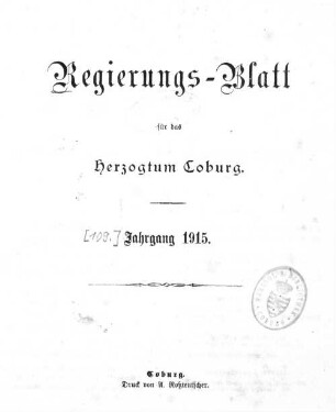 Regierungs-Blatt für das Herzogtum Coburg. 1915