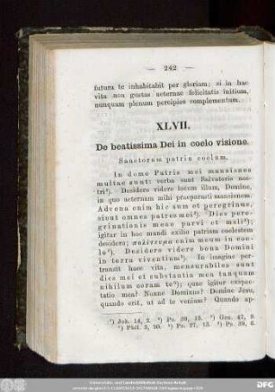 XLVII. De beatissima Dei in coelo visione. Sanctorum patria coelum.