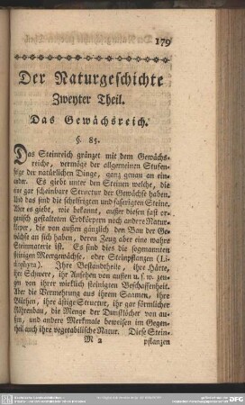 Der Naturgeschichte Zweyter Theil. Das Gewächsreich