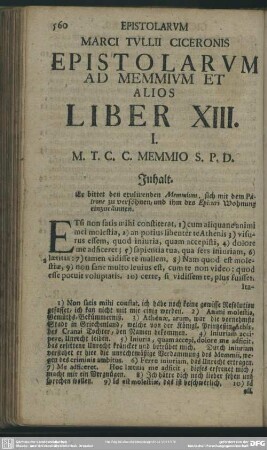 Epistolarum Ad Memmium Et Alios Liber XIII.