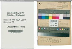 Entnazifizierung Franz Grossenbrink , geb. 10.02.1908 (Kabelmonteur)