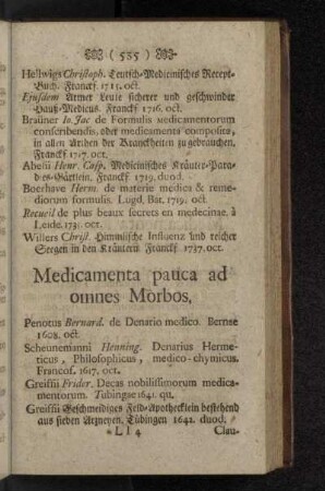 Medicamenta pauca ad omnes Morbos.