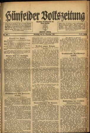 Ausgabe vom Dienstag, den 27. Dezember 1921.