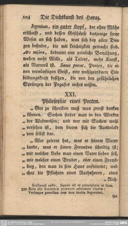 XXI. Philosophie eines Poeten