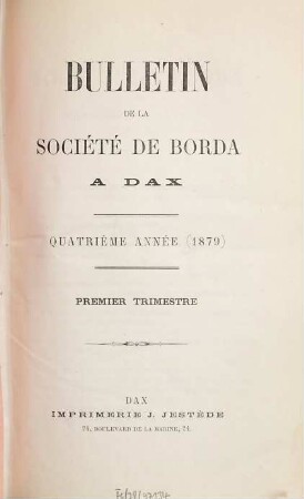 Bulletin de la Société de Borda. 4, 4. 1879