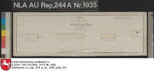 Lage der 5 fiskalischen Grundstücke Berdumer Altendeich in der Nähe von BERDUM Kolorierte Zeichnung von F. W. Sprengell Papier auf Leinen Format 48,3x14,7 M 1:2.000