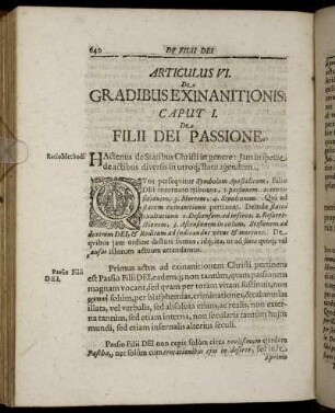Caput I. De Filii Dei Passione.
