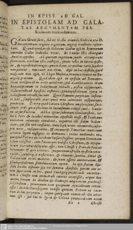In Epistolam Ad Galatas Argumentum Per Erasmum Roterodamum