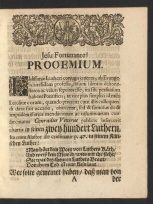 Jesu Fortunante! Prooemium.