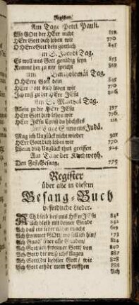 Register über alle in diesem Gesang-Buch befindliche Lieder.