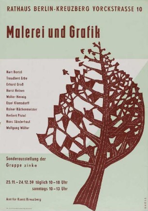 Ausstellungsplakat zur Sonderausstellung der Kreuzberger Künstlergruppe Zinke, 1959