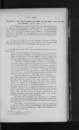 No. 45 Vorschriften, betr. die Vermessung der Schiffe für die Fahrt durch den Suezkanal