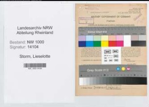 Entnazifizierung Lieselotte Storm, geb. 21.05.1910 (Postangest.)
