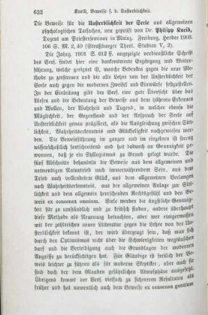 622-623 [Rezension] Kneib, Philipp, Die Beweise für die Unsterblichkeit der Seele
