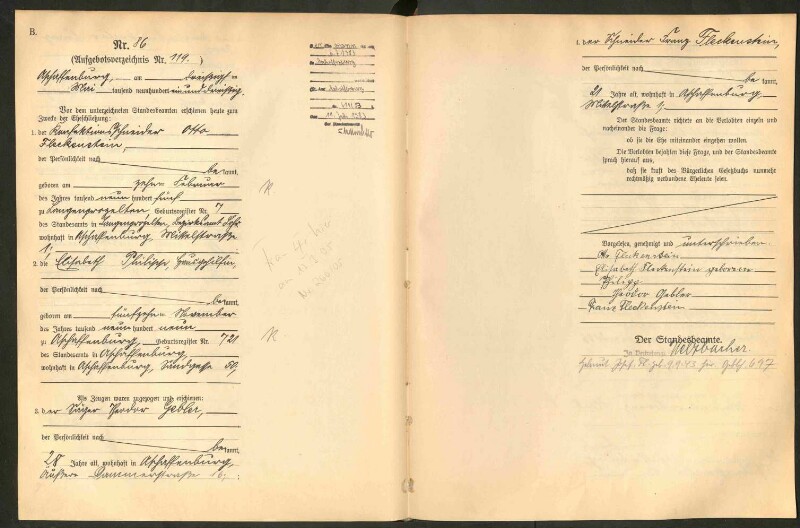 Standesamtsbuch der Stadt Aschaffenburg: Eheschließungen 252/1930 - 130/1931