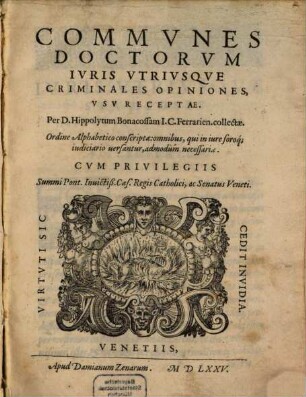 Communes doctorum iuris utriusque criminales opiniones usu receptae