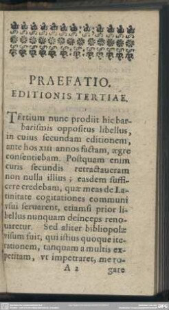 Praefatio. Editionis Tertiae