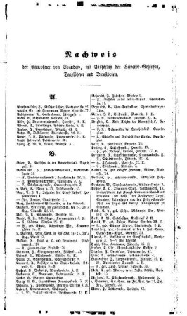 Nachweis der Einwohner von Spandow, mit Ausschluß der Gewerbe= Gehülfen, Tagelöhner und Dienstboten