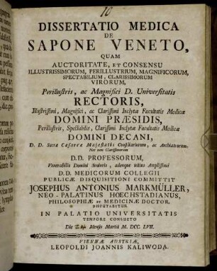 Dissertatione Medica De Sapone Veneto