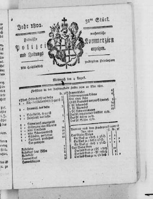 31tes Stück, Ausgabe vom 4. August 1802