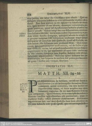 Observatio XLV. Ad Matth. XII. 14 - 21