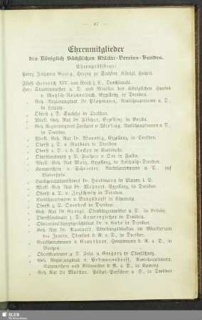 Ehrenmitglieder des Königlich Sächsischen Militär-Vereins-Bundes