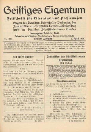 Heft 13 (1. April 1913)