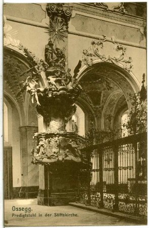 Ossegg. Predigtstuhl in der Stiftskirche