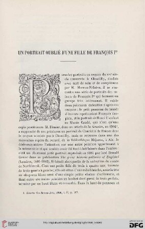 4. Pér. 2.1909: Un portrait oublié d'une fille de François Ier