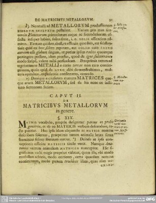 Caput II. De Matricibus Metallorum in genere