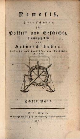 Nemesis : Zeitschrift für Politik und Geschichte. 8, 8. 1816
