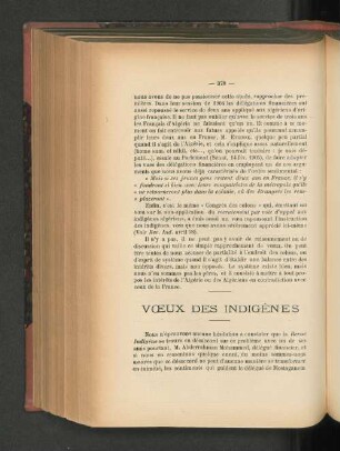 Voeux des Indigènes.