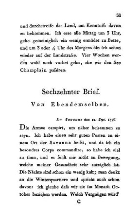 16. Von Ebendemselben - La Savanne den 12. Sept. 1776.