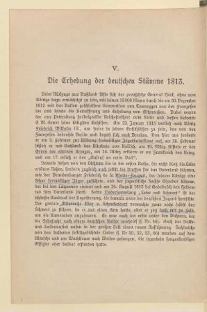 V. Die Erhebung der deutschen Stämme 1813.