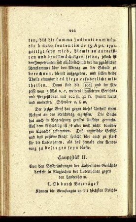 Hauptstück II. Von den Beschränkungen der Kaiserlichen Gerichtsbarkeit in Klagsachen der Unterthanen gegen den Landesherrn.